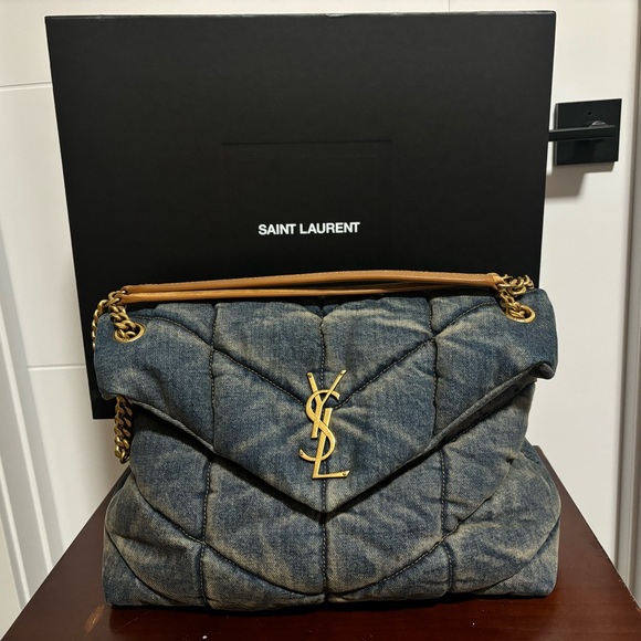Authentic denim YSL bag with gold shoulder chain. - Picture 2 of 3